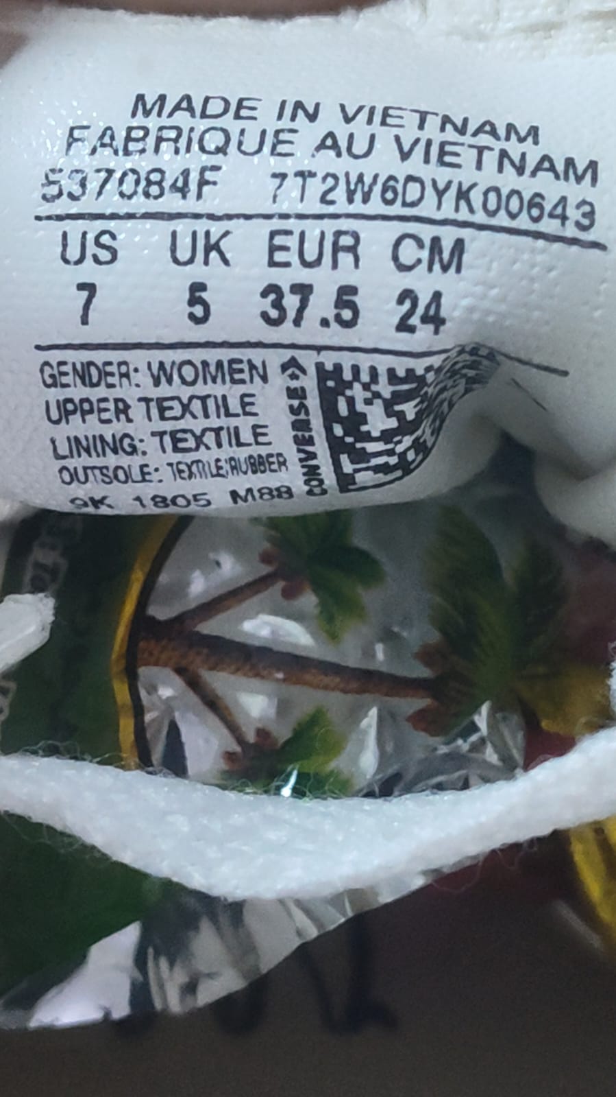 Converse Chuck Taylor Low Top White – Size tag
