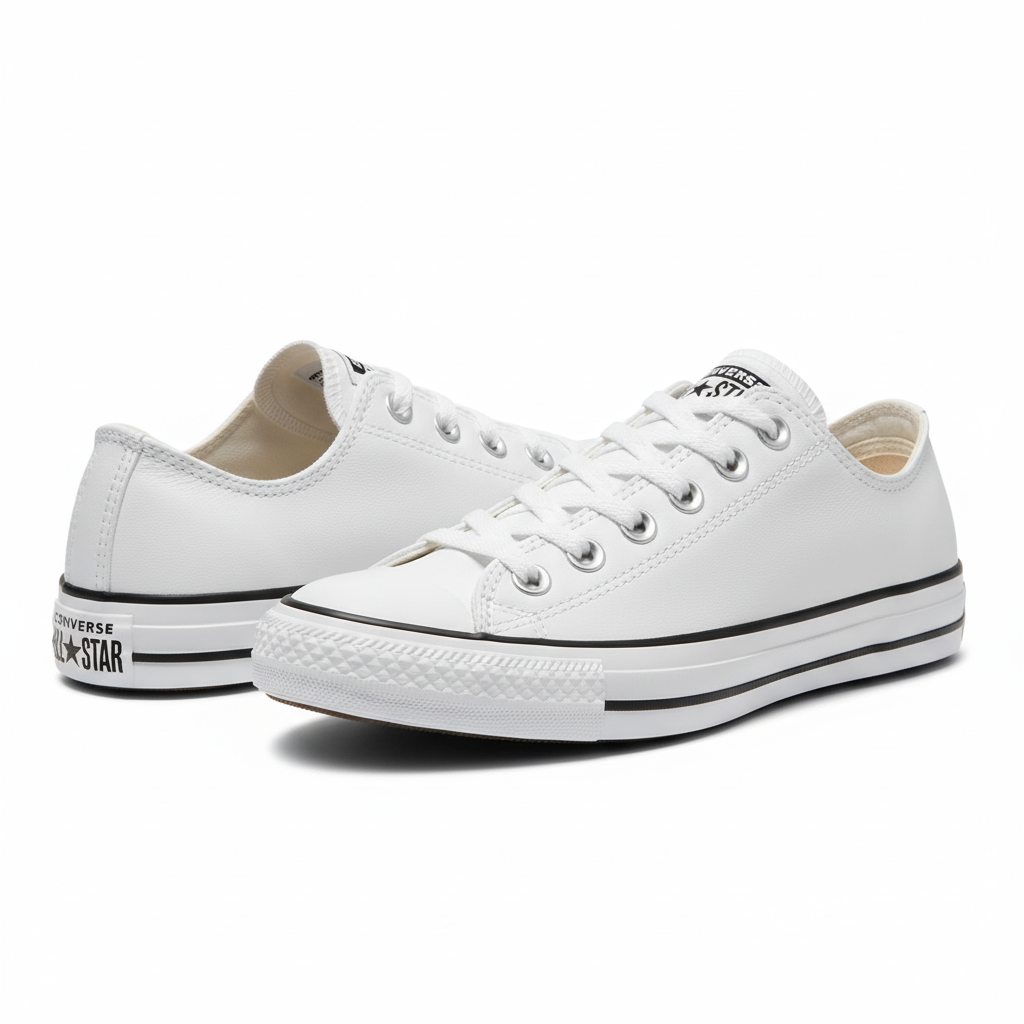 Converse Chuck Taylor Low White Leather – Side Angle