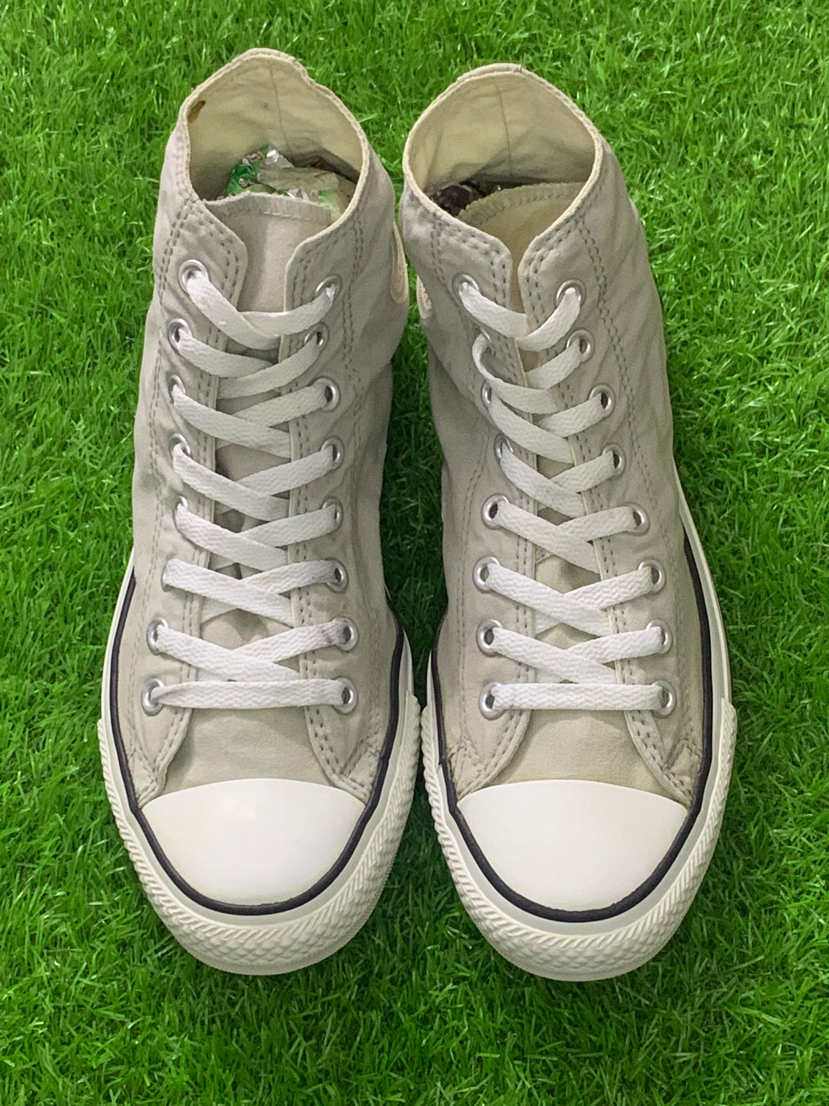 Converse light grey high-top pair original front photo