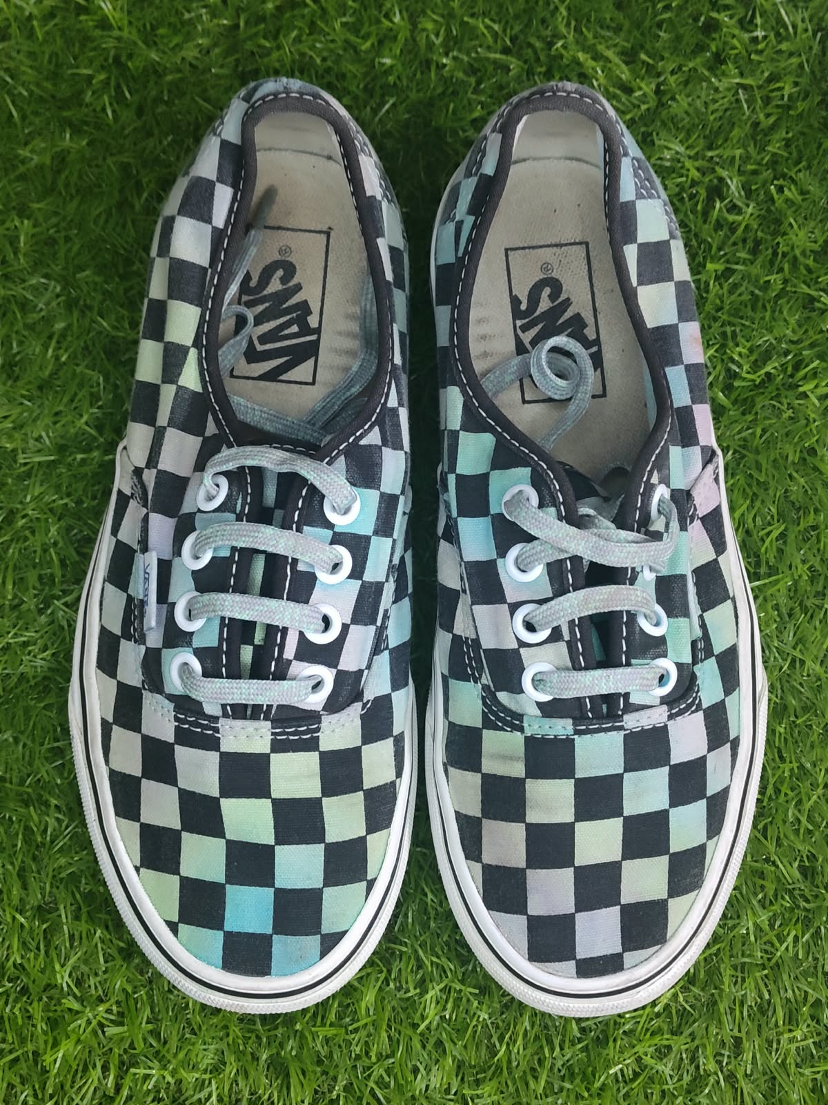 Vans Authentic checkerboard iridescent sneakers front view