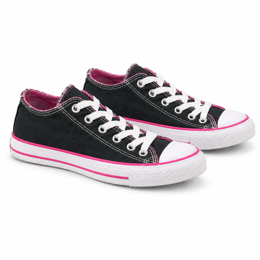 Sr000111 Converse black pink junior low-top pair side-view display