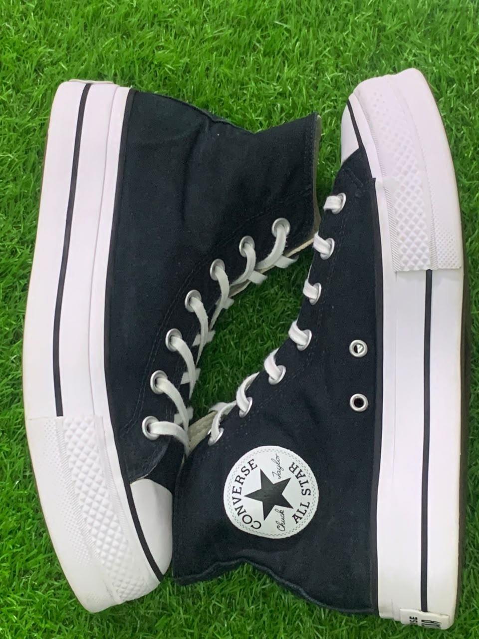Converse Chuck Taylor All Star black high-top pair side profile