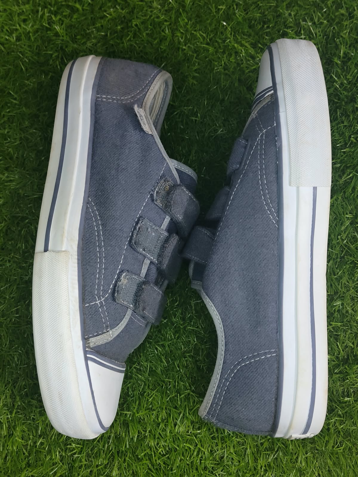 Vans denim velcro sneakers side view
