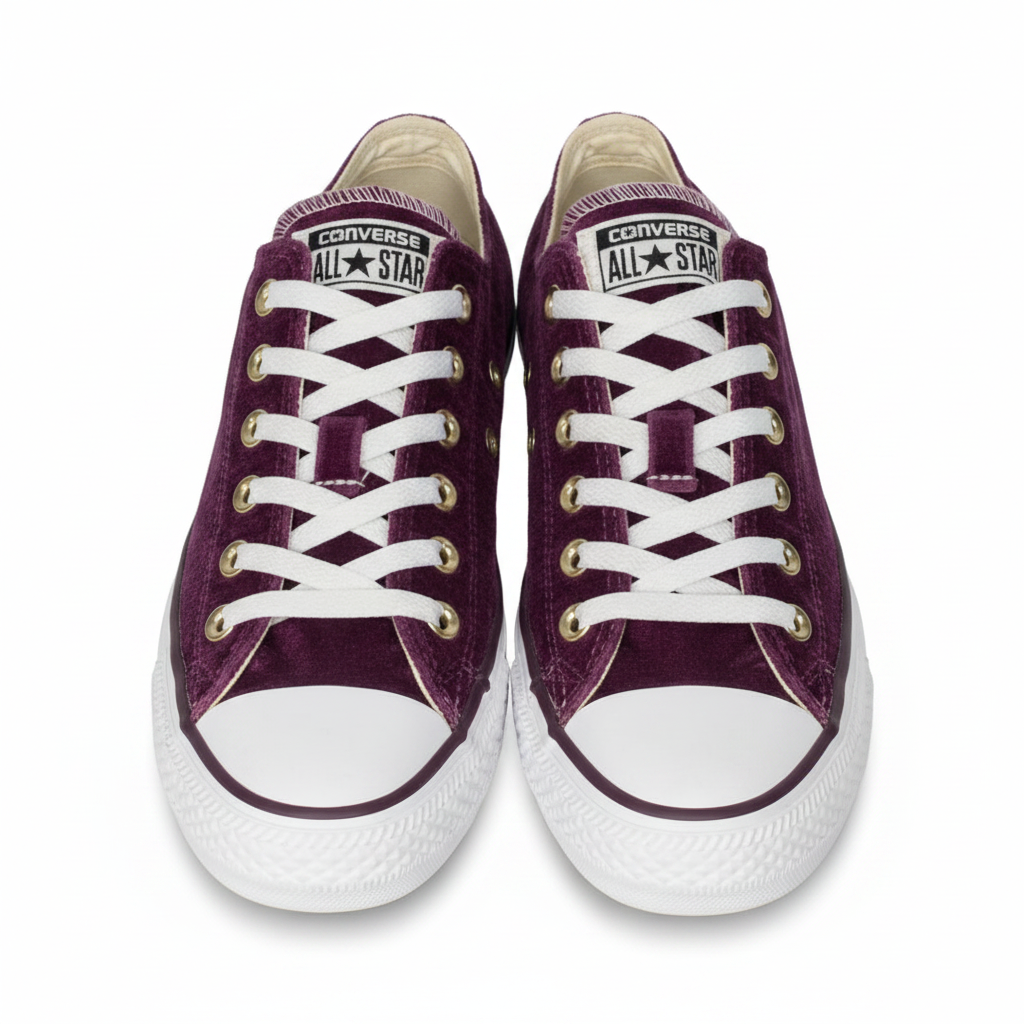 Sr000019 Purple Velvet Low Top - White Background