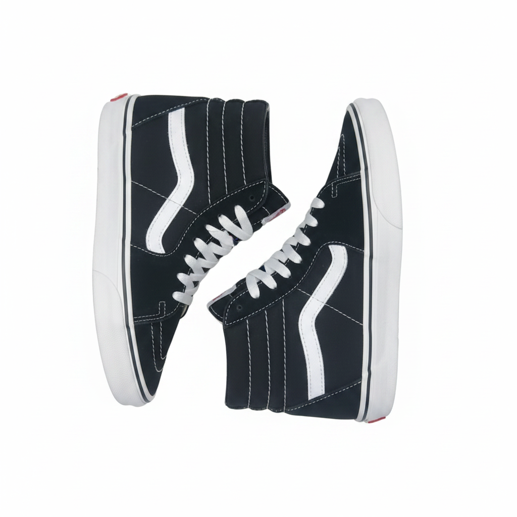 Vans Sk8-Hi Black White Side Angle Display Picture